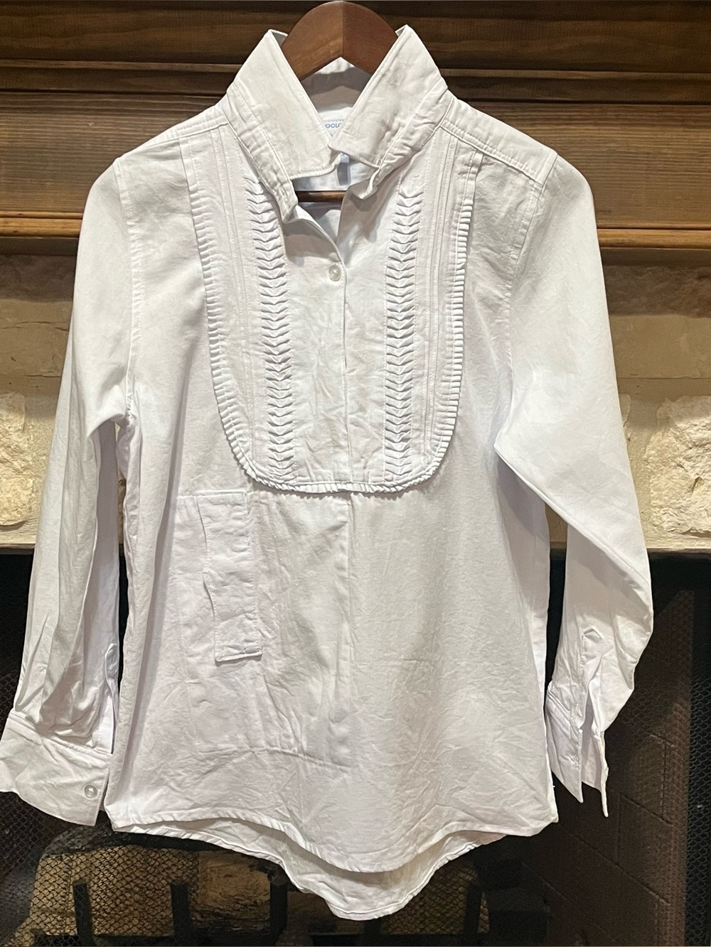 Mi Golondrina Cotton Popover Blouse Pintuck Pleat Bib Top Size S - Picture 3 of 10